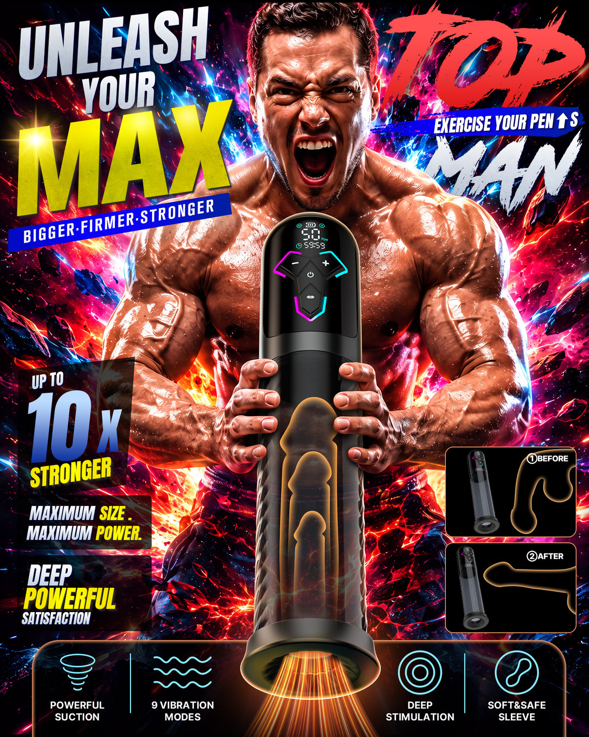 Aierle 2-IN-1  Electric Vacuum Pump Sex Toys Male Enlarger Male with APP control