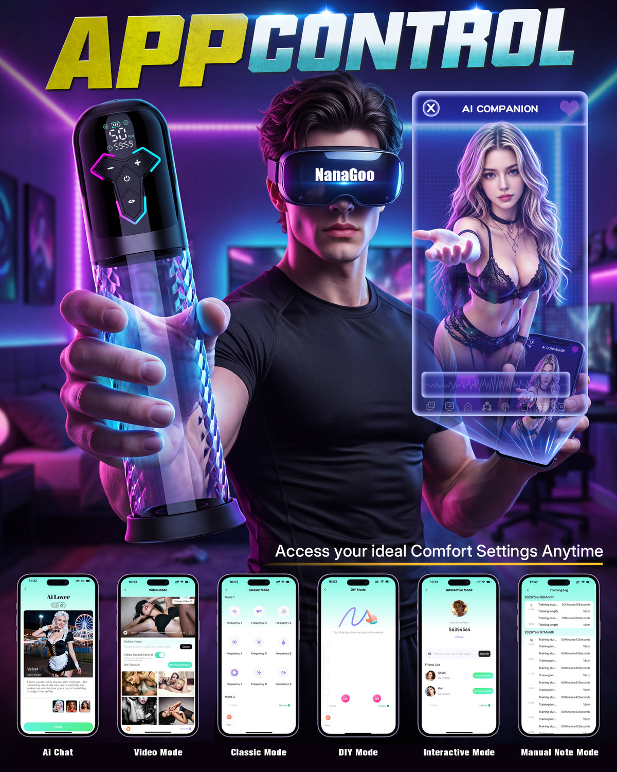 Aierle 2-IN-1  Electric Vacuum Pump Sex Toys Male Enlarger Male with APP control