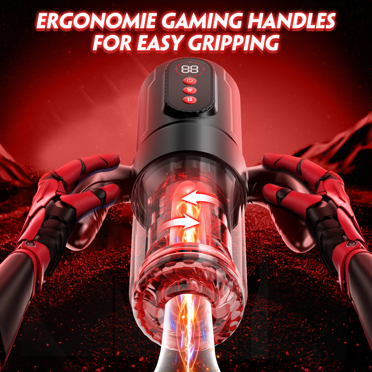 Male Handheld Pleasure Toy 7 Thrust Rotate  9 Suction Modes