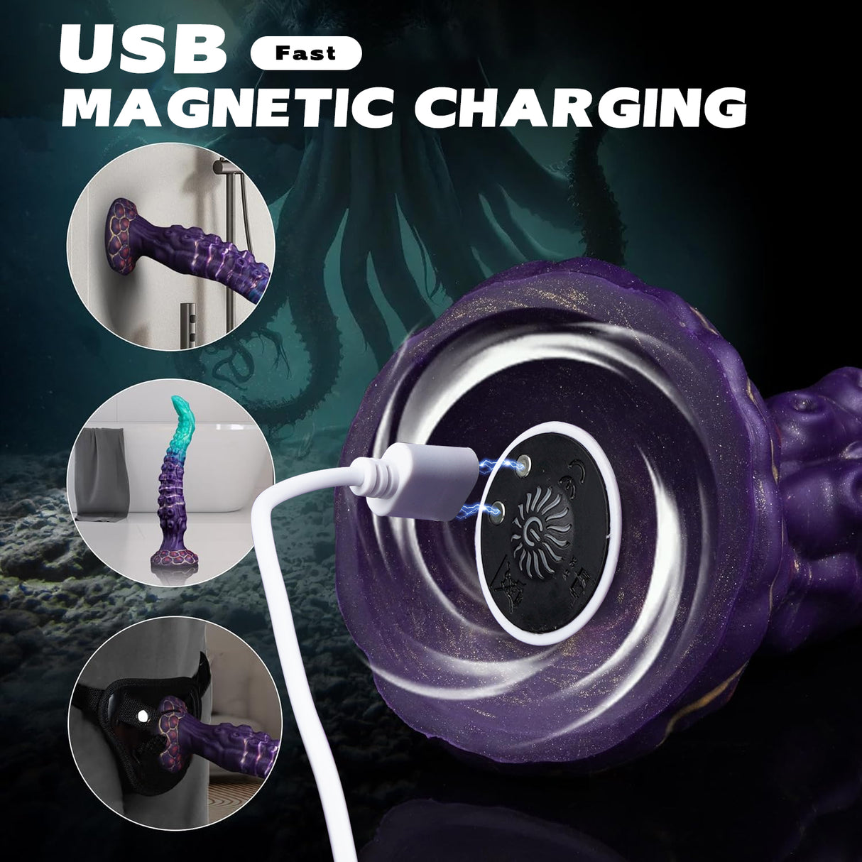 Poseidon - 13.78 Inch Tentacle Dildo - Vibrating Long Deep Dildo
