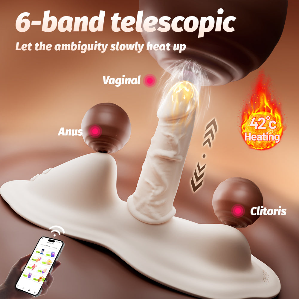 YEAIN APP Remote Control Vibrating Dildo Cushion Heating Telescopic and Detachable Design