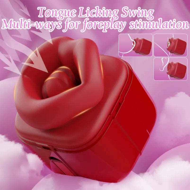 New Arrival Red Lip Clit Sucking Thrusting Vibrator Dual-action Vibrating Bullet Tongue Oral Vagina Sexy for Women