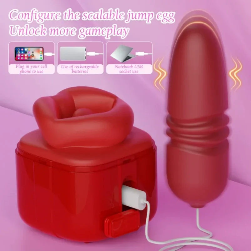 New Arrival Red Lip Clit Sucking Thrusting Vibrator Dual-action Vibrating Bullet Tongue Oral Vagina Sexy for Women