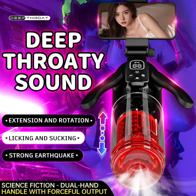 Multi-Frequency Vibration Male Penis Massaging Blowjob Cup - Dual Handle Rotating Masturbation Toys