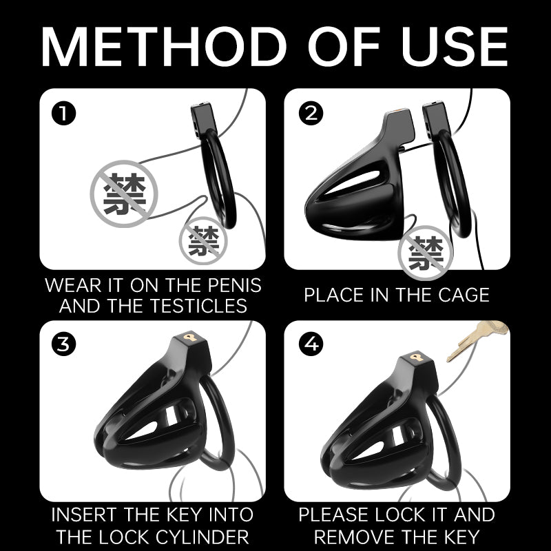 Dragon lock Men's Chastity lock Male Penis Cage with 4 rings