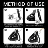 Dragon lock Men's Chastity lock Male Penis Cage with 4 rings