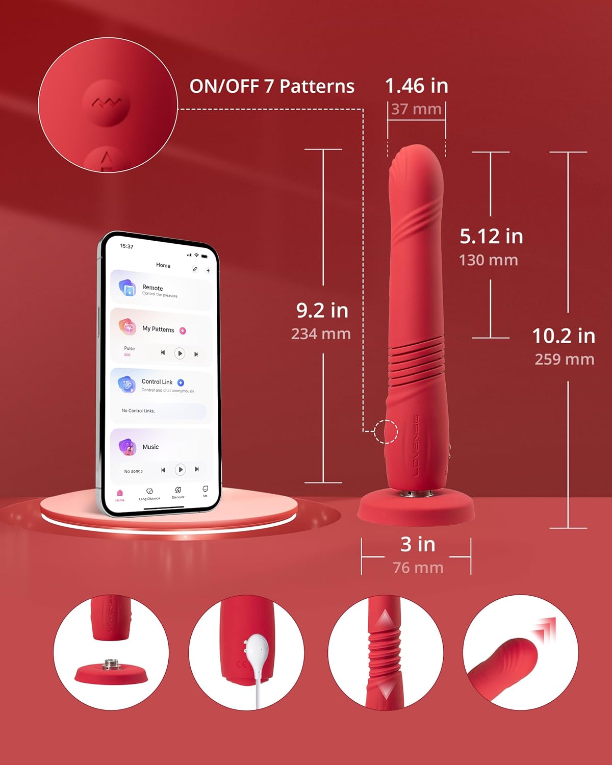 Lovense Gravity App controlled Automatic Thrusting & Vibrating Dildo
