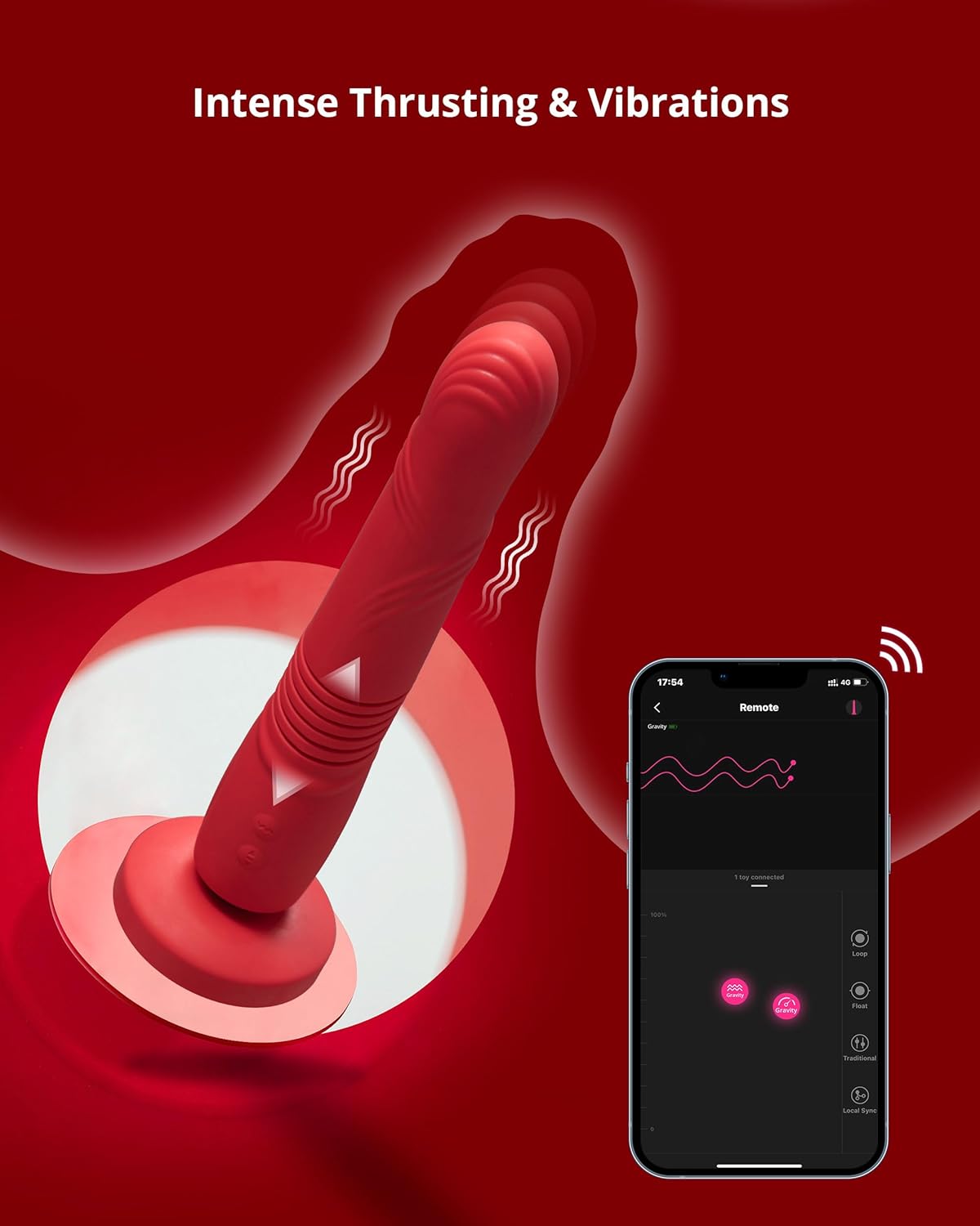Lovense Gravity App controlled Automatic Thrusting & Vibrating Dildo