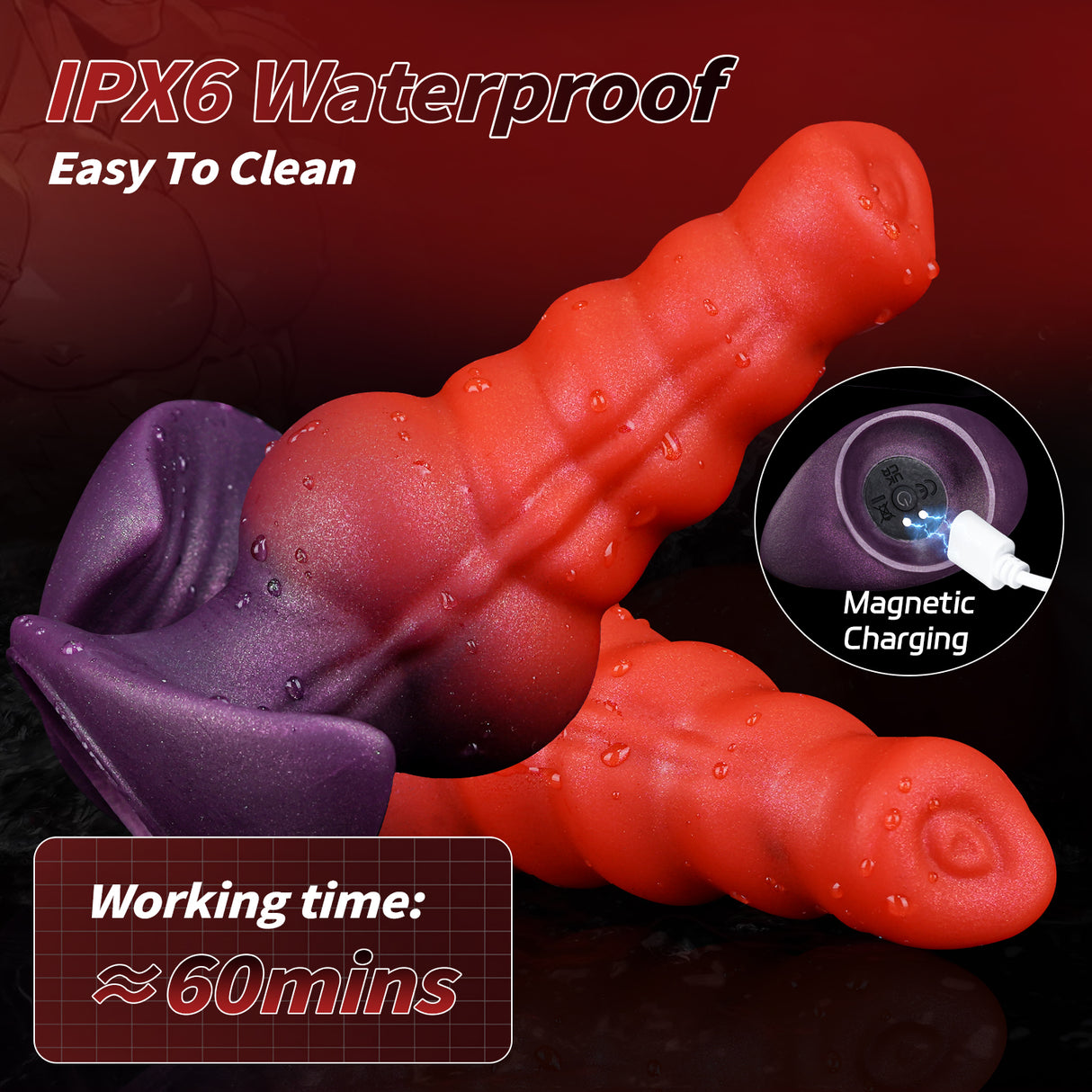 Large Vibrating Thrusting Dildo vibrator butt plug with APP control