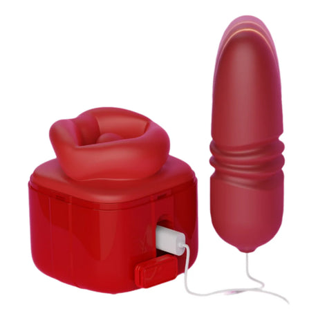 New Arrival Red Lip Clit Sucking Thrusting Vibrator Dual-action Vibrating Bullet Tongue Oral Vagina Sexy for Women