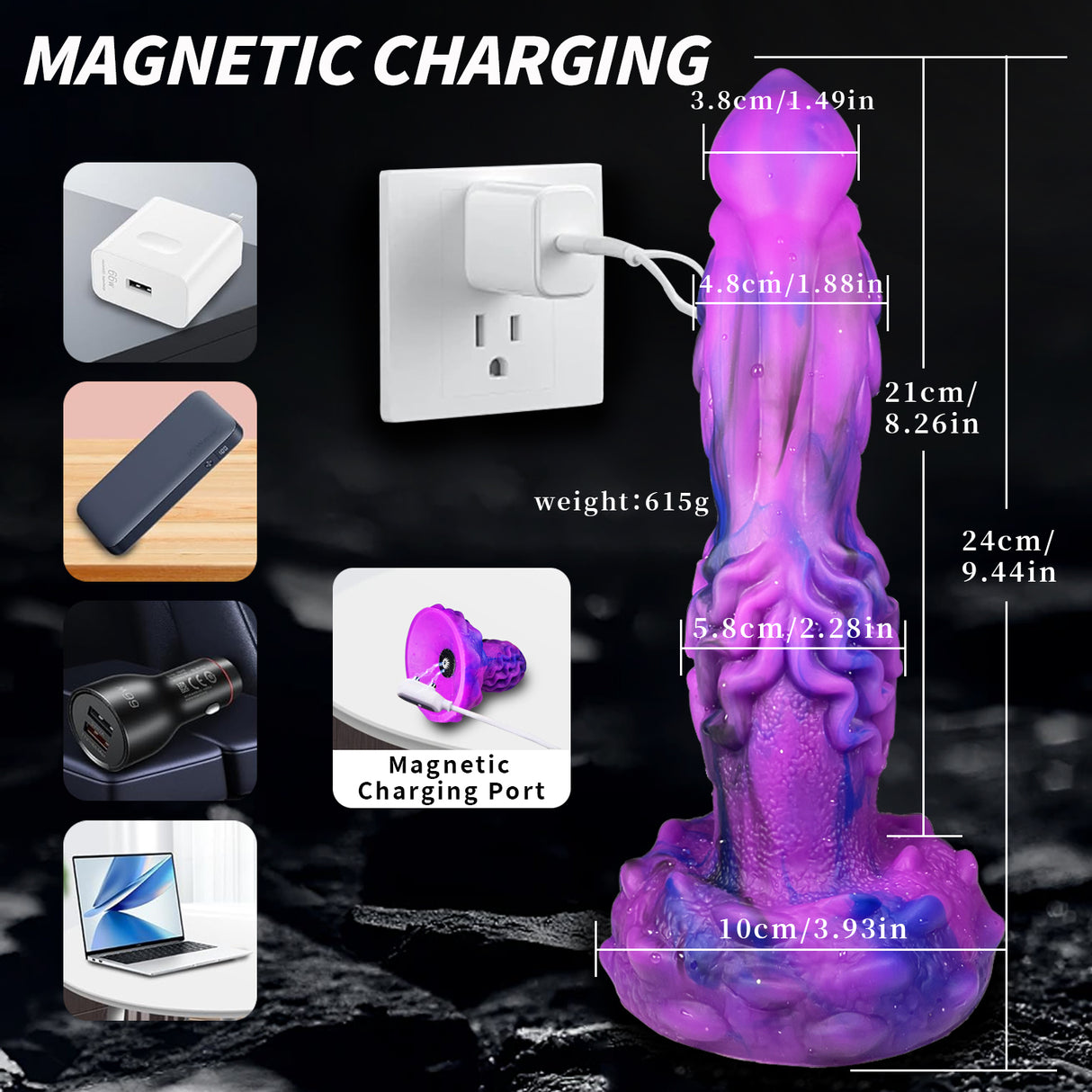 Poke - 9.45 Inch Thrusting Vibrating Monster Dildo