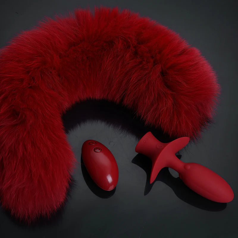 UPKO Remote control Swinging&Vibrating Anal Plug With Fox Fur Tail
