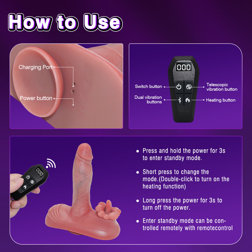 Realistic Ride On Dildo Heated Grinder Vibrator