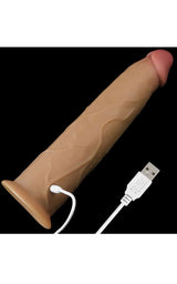 Lovetoy 9.0'' Dual layered platinum silicone rotator with remote control for woman and lesbian