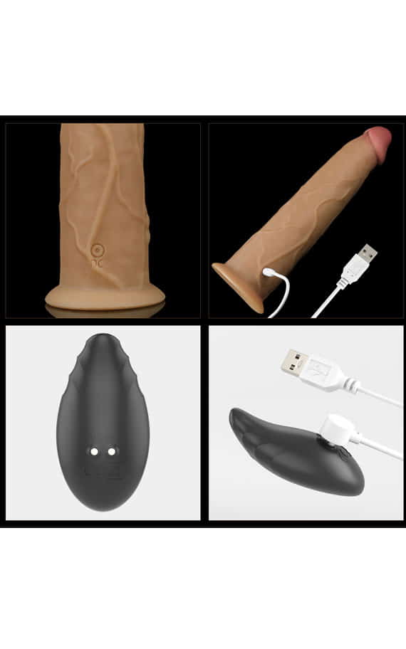 Lovetoy 9.0'' Dual layered platinum silicone rotator with remote control for woman and lesbian