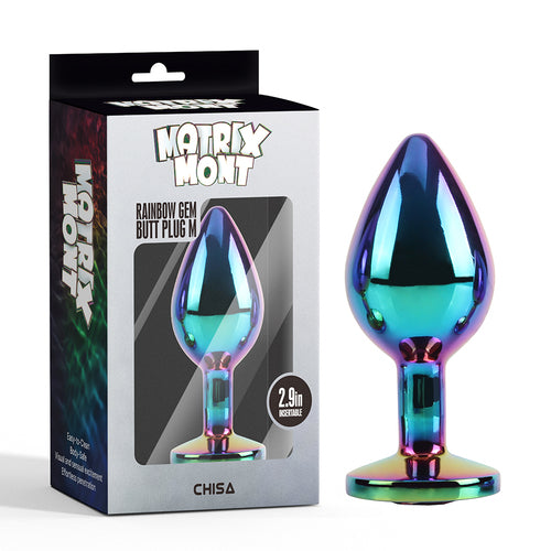 Chisa Rainbow Gem Butt Plug M 2.9In insertable