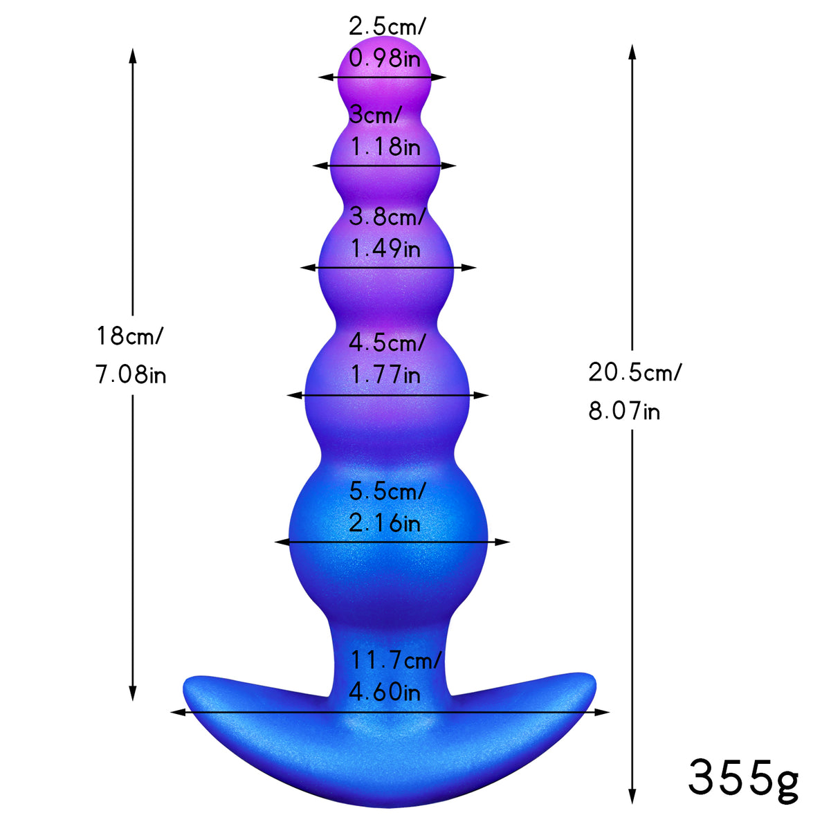 8.07 in New Anal Beads vibrator with remote control.
