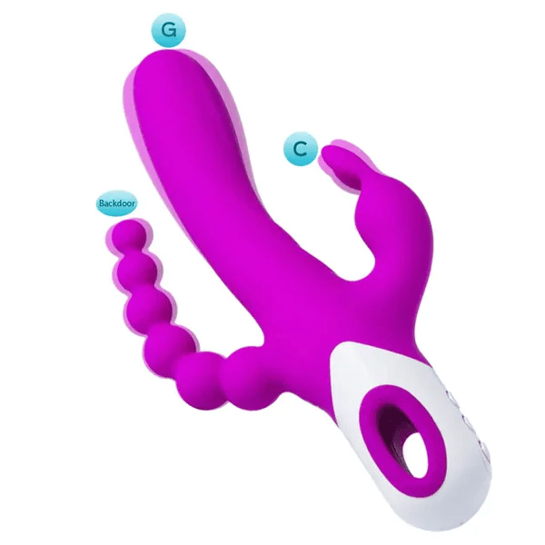 Violet Triple Rabbit Vibrator with Anal Beads honeysx Violet Triple Rabbit Vibrator with Anal Beads honeysx