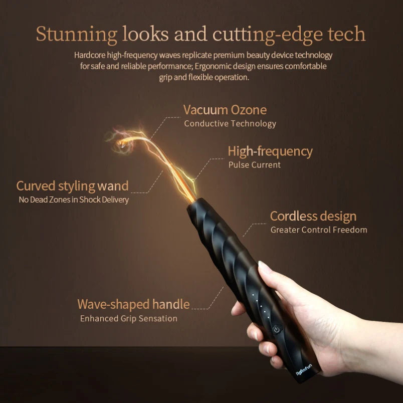 Roomfun Electric Shock Prostate Massager 5-Level E-Stim Wand with 4 Interchangeable Heads