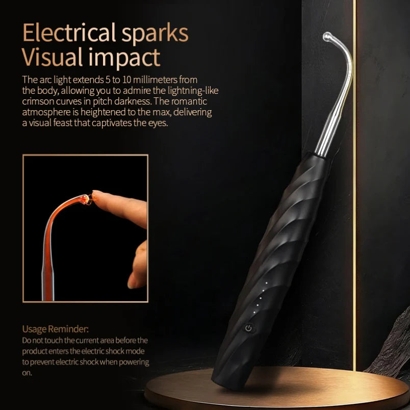 Roomfun Electric Shock Prostate Massager 5-Level E-Stim Wand with 4 Interchangeable Heads