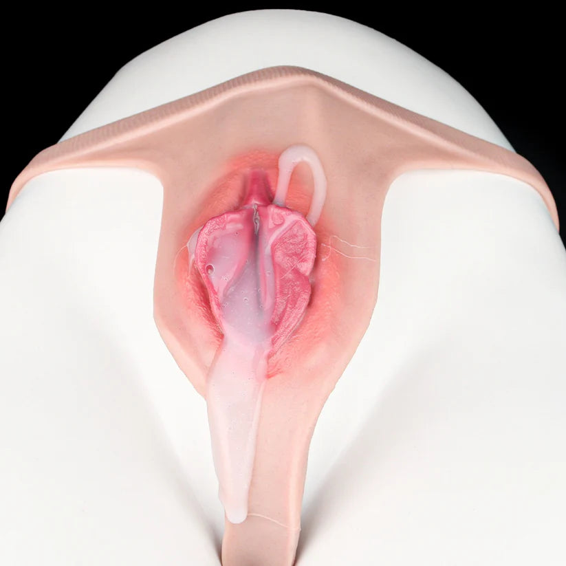 G1224 Fantasy Boy Style Strapon Silicone Fake Vagina  Featuring Realistic Vulva and Vaginal Structure