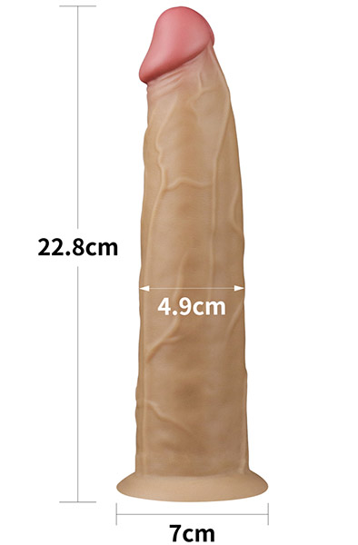Lovetoy 9.0'' Dual layered platinum silicone rotator with remote control for woman and lesbian