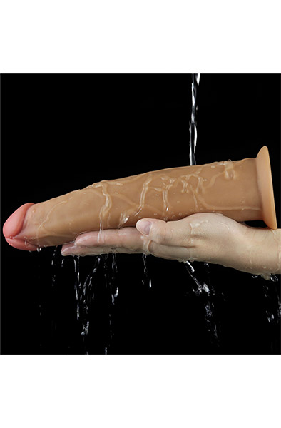 Lovetoy 9.0'' Dual layered platinum silicone rotator with remote control for woman and lesbian
