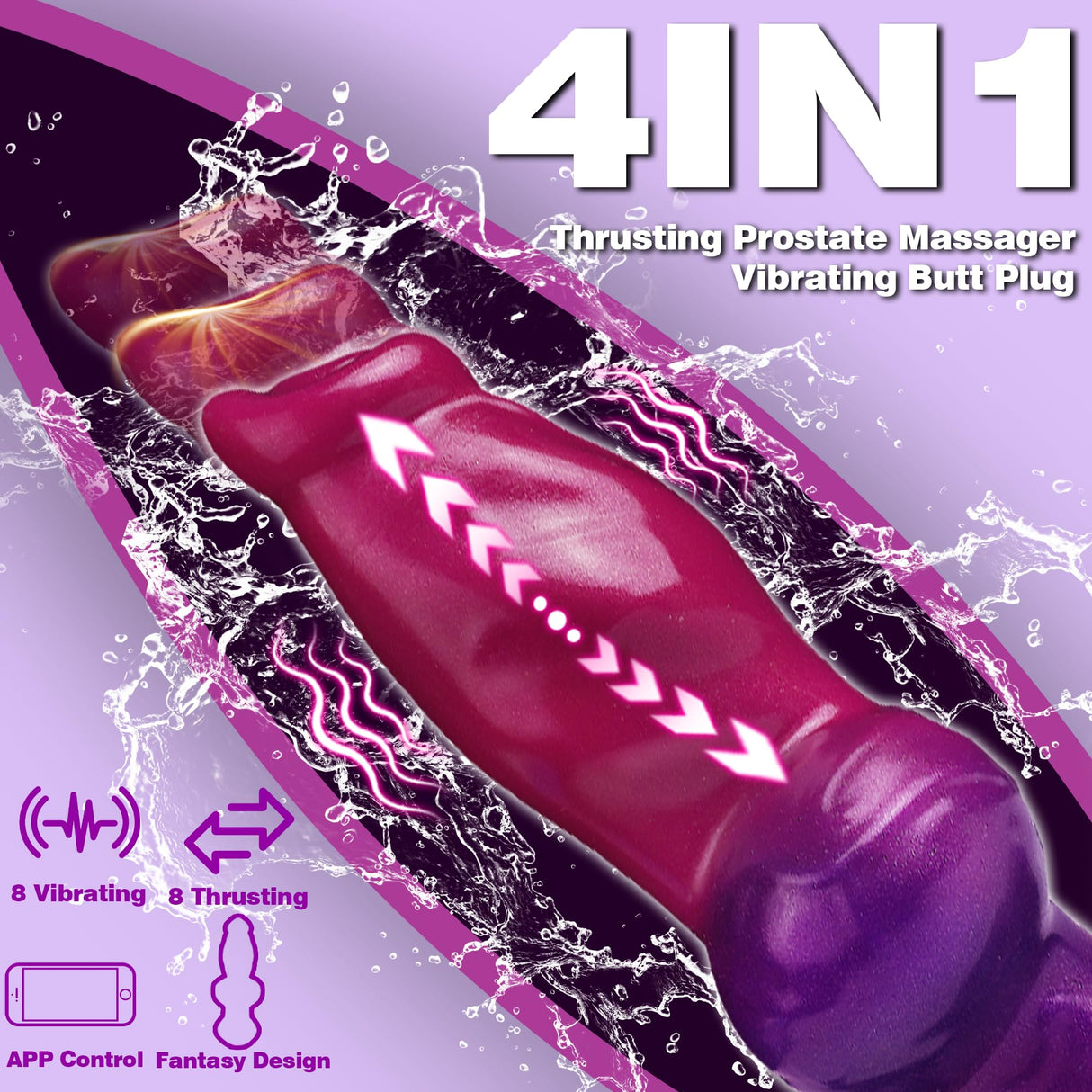 Virella 6.7 Inch App-Controlled Thrusting Prostate Massager Silicone Vibrating Butt Plug