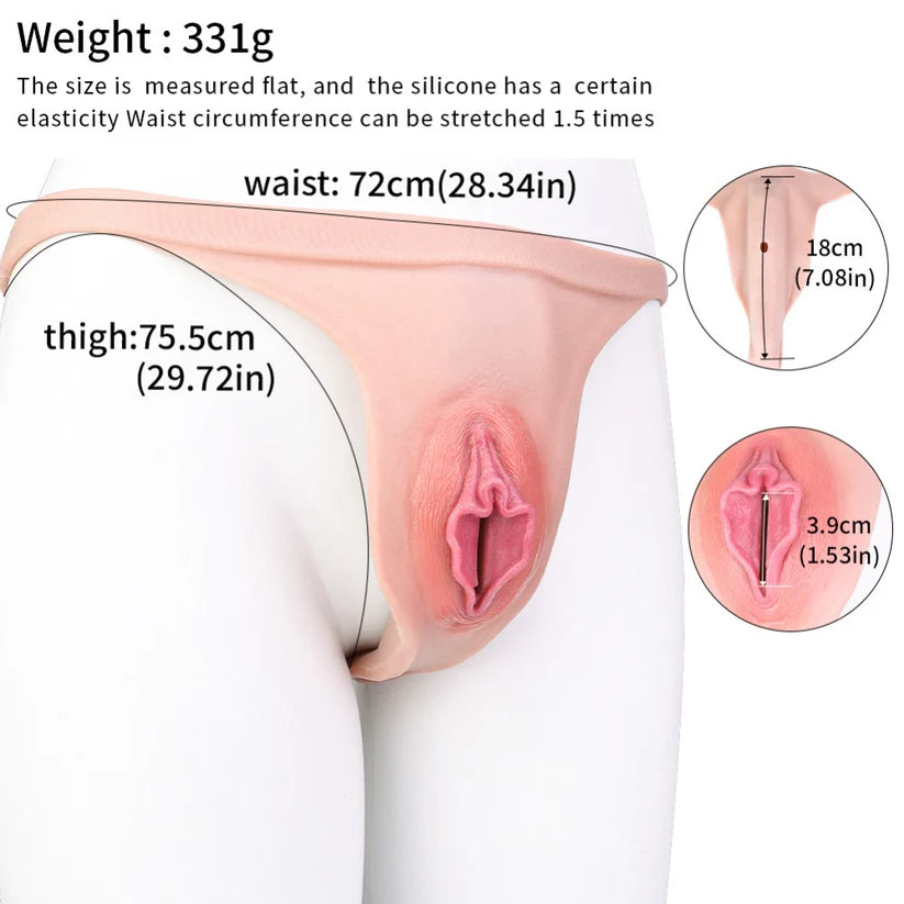 G1221 Boy Style Strapon Realistic Fake Vagina Penis Thrusting Flesh like Silicone Wearable Pants
